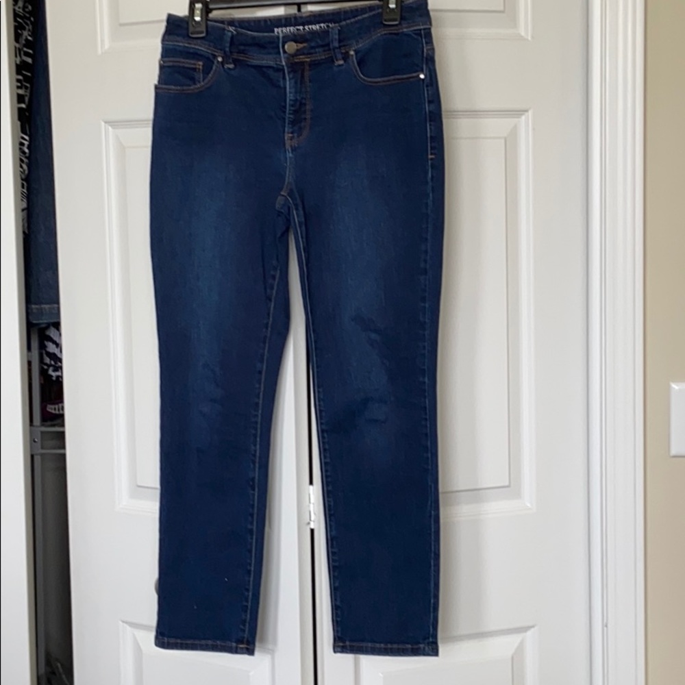 Dark blue denim blue jeans